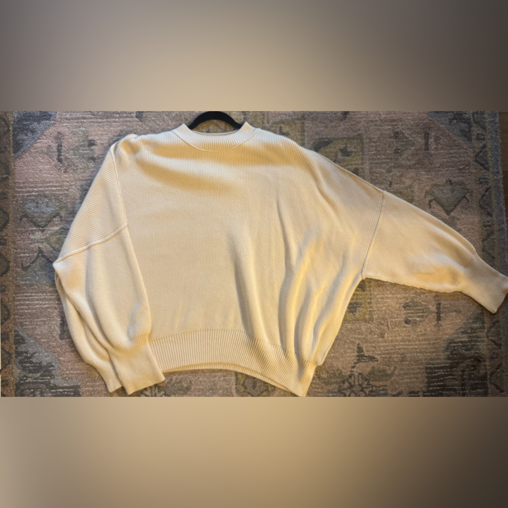 Free People Cream Crew Neck Sweater